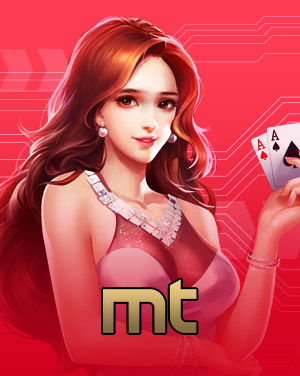 MWIN8 provider Mini Ted banner with elegant female character holding playing cards.
