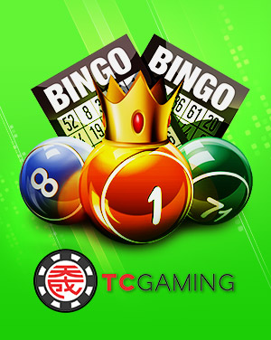 TC Gaming lottery balls and bingo cards with crown at MWIN8 online casino