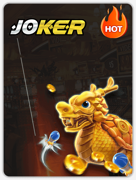 Joker Hot game banner featuring a golden dragon character with coins and jewels, set against a dark background with the Joker logo and a red “HOT” flame badge.